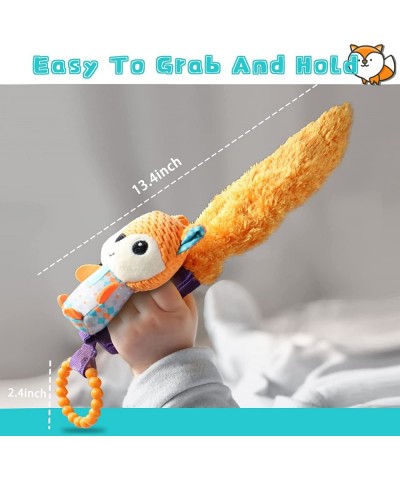 Baby Toys 6 to 12 Months Fox with Soft Tail Multicolor Infant Toys Baby Toys 0-6 Months Baby Rattles Plush Rings Infant Teeth...