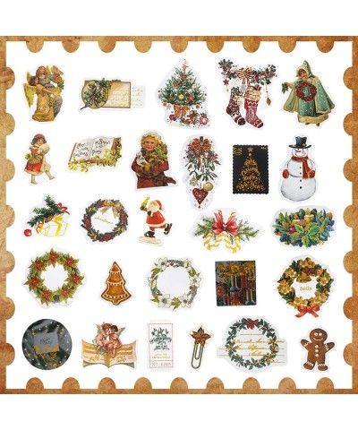 240 Pcs Christmas Stickers Holiday Washi Stickers Vintage Stickers for Kids Teens Scrapbooking Laptop Decorations Art Craft C...