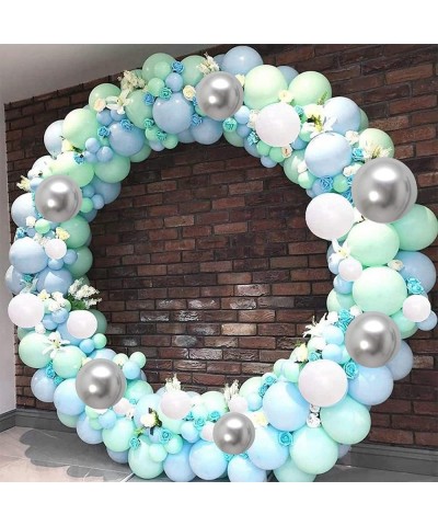 Blue White Silver Balloons 60PCS 12 Inches Pastel Baby Blue Balloons Metallic Silver Balloons Macaron Green Balloons for Boy ...