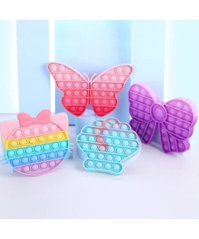 4 Pack Pop Push Bubble Fidget Toys Girls Anxiety Reliever Popping Sensory Toy for Kids Car Plane Butterfly Cat Bow Seashell (...