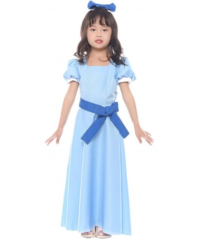 Girls Blue Chiffon Dress Puff Sleeve Halloween Party Cosplay Costume $32.93 Kids' Costumes