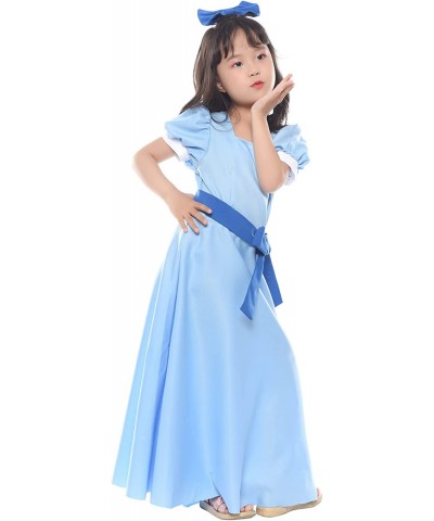 Girls Blue Chiffon Dress Puff Sleeve Halloween Party Cosplay Costume $32.93 Kids' Costumes