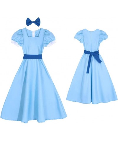 Girls Blue Chiffon Dress Puff Sleeve Halloween Party Cosplay Costume $32.93 Kids' Costumes