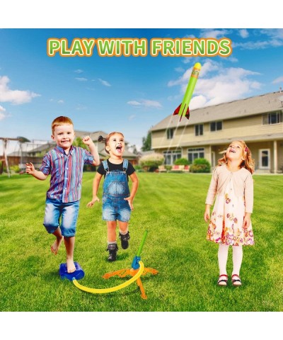 Rocket Launcher for Kids Toddlers Outdoor Toys Game Activities 6 Foam Air Rockets Stomp Launch Pad Launch up to 120+ ft Kids ...