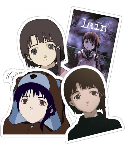 Serial Experiments Lain Lain Iwakura Girl Cute Sticker for Phone Laptop Skateboard Car Colorful Sticker Pack 4 Pcs Size 3inch...