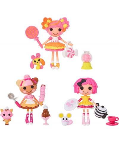 Mini Sweets Fair- Multi Pack Three 3" Dolls & 3 Pets with Crumbs Cookie Scoops Waffle Cone & Sweetie Candy Ribbon Plus Adorab...