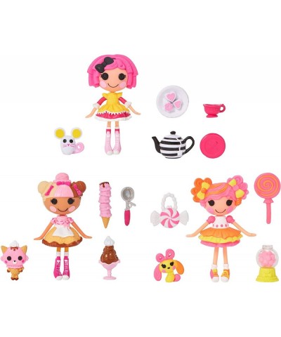 Mini Sweets Fair- Multi Pack Three 3" Dolls & 3 Pets with Crumbs Cookie Scoops Waffle Cone & Sweetie Candy Ribbon Plus Adorab...