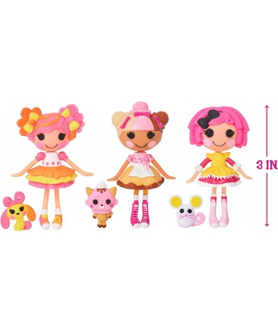 Mini Sweets Fair- Multi Pack Three 3" Dolls & 3 Pets with Crumbs Cookie Scoops Waffle Cone & Sweetie Candy Ribbon Plus Adorab...