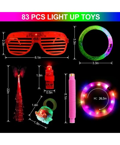 83PCS Glow In The Dark Party Supplies LED Light Up Toys Party Favors With 52 Finger Light 14 Jelly Ring 5 LED Glasses 4 Brace...