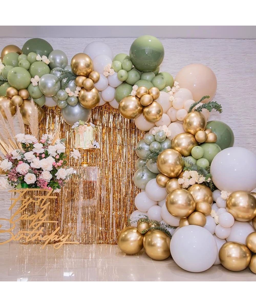 Sage Green Balloons Garland Kit Arch Olive Pearl And Metallic Gold Nude Neutral For Birthday Party Baby Shower Decoration 146...