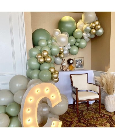 Sage Green Balloons Garland Kit Arch Olive Pearl And Metallic Gold Nude Neutral For Birthday Party Baby Shower Decoration 146...