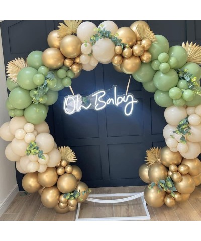 Sage Green Balloons Garland Kit Arch Olive Pearl And Metallic Gold Nude Neutral For Birthday Party Baby Shower Decoration 146...