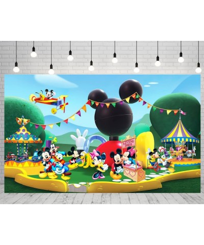 Mickey Mouse Clubhouse Backdrop for Birthday Party Decorations Park Baby Shower Background Cake Table Supplies Theme Banner 5...