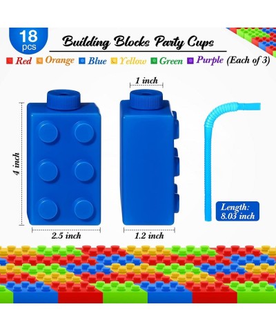 Building Blocks Cups 10 oz Reusable Brick Party Kids Cup Plastic Party Cups with Lids and Straws for Block Birthday Party Sup...