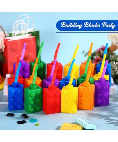 Building Blocks Cups 10 oz Reusable Brick Party Kids Cup Plastic Party Cups with Lids and Straws for Block Birthday Party Sup...