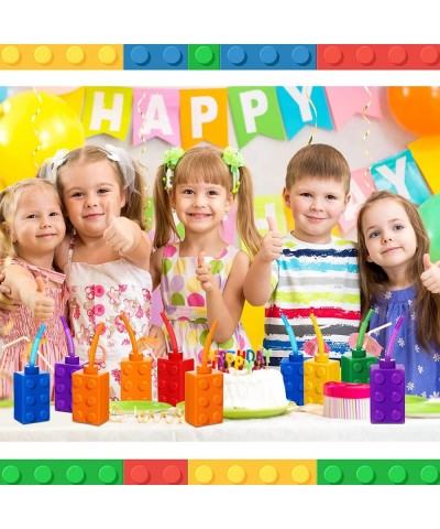 Building Blocks Cups 10 oz Reusable Brick Party Kids Cup Plastic Party Cups with Lids and Straws for Block Birthday Party Sup...