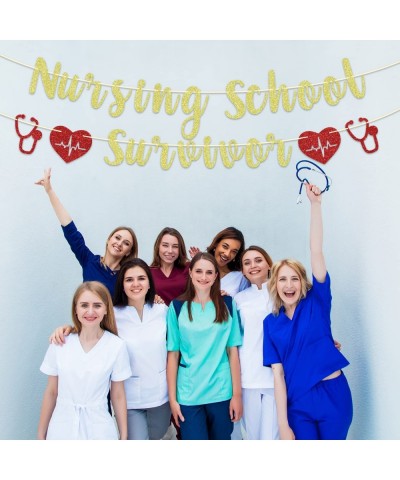 Gold Glitter Nursing School Survivor Banner Class of 2023 RN/Earned It/Nurse Call the Shots 2023 Nursing School Graduation Pa...