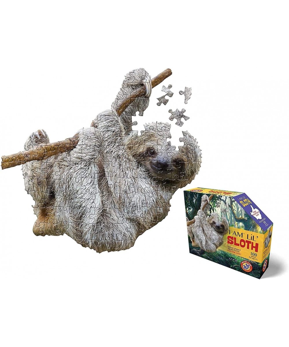 LiL' SLOTH 100 Piece Jigsaw Puzzle For Ages 5+ - 4008 - Unique Animal-Shaped Border Poster Size when completed Oversized Puzz...