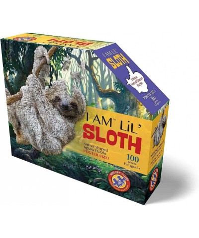 LiL' SLOTH 100 Piece Jigsaw Puzzle For Ages 5+ - 4008 - Unique Animal-Shaped Border Poster Size when completed Oversized Puzz...