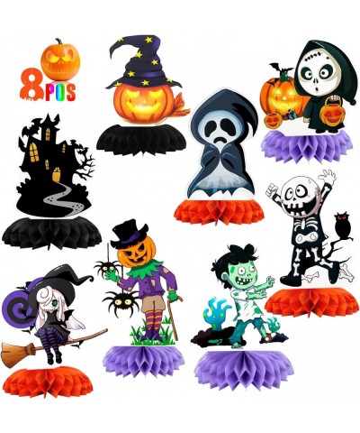 8 Pieces Halloween Table Centerpiece Honeycomb Decorations for Kitchen Table Halloween Themed Ghost Party Table Topper Signs ...