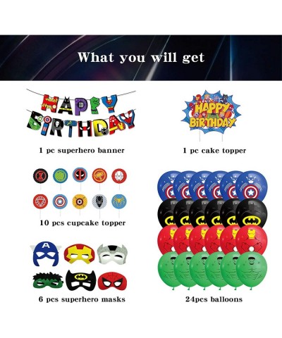 Superhero Party Supplies Superhero Themed Birthday Party Decorations Kit Birthday Banner Balloons Cupcake Toppers Cake Topper...