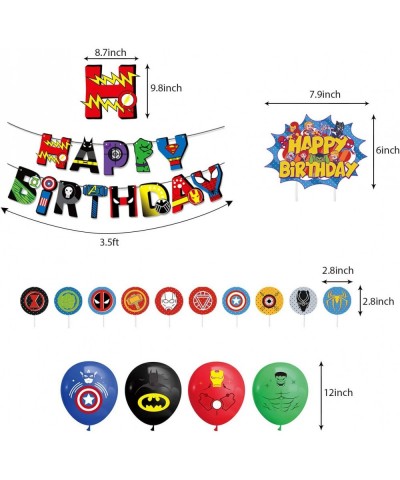 Superhero Party Supplies Superhero Themed Birthday Party Decorations Kit Birthday Banner Balloons Cupcake Toppers Cake Topper...