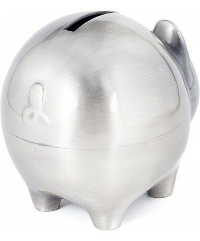 Large Pewter Pig Piggy Bank for Kids Newborn Gift Silver Brushed Non-Tarnish Nickel Plated Finish 3" x 3.75" Gift Box Include...