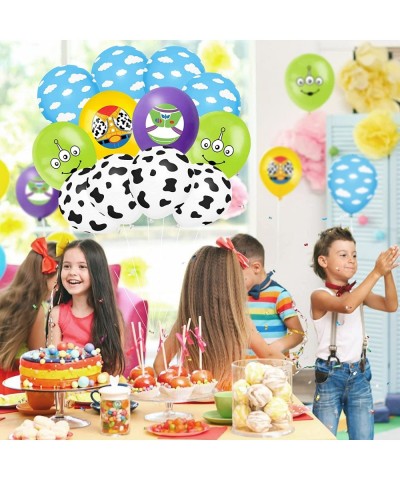 Toy Inspired Story Balloons Toy It Story Birthday Party Supplies Decorations 12Inch Latex Cow Print Sky Blue Cloud Balloons A...