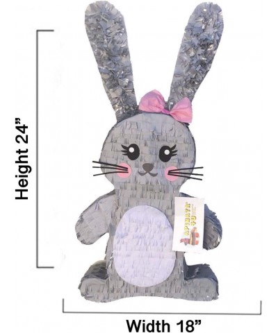 Standing Bunny Pinata Gray Color with Pink Bow Easter Party Pinata $70.20 Piñatas