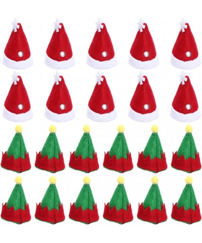 24pcs Christmas Mini Santa Hats Elf Hats Lollipop Candy Cover Cap Candy Packing Party Favors Doll Craft Decor for DIY Craft T...