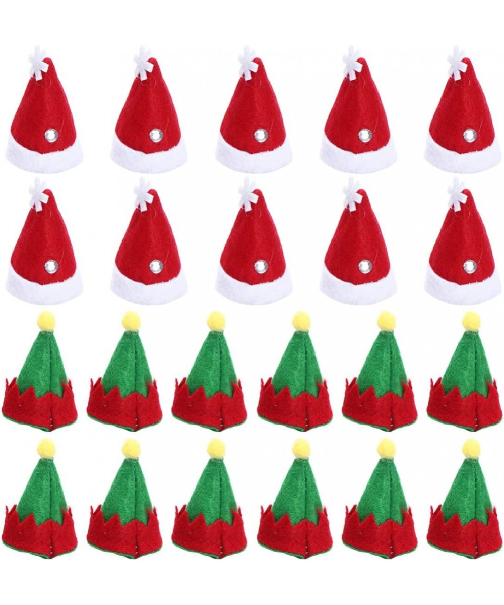 24pcs Christmas Mini Santa Hats Elf Hats Lollipop Candy Cover Cap Candy Packing Party Favors Doll Craft Decor for DIY Craft T...