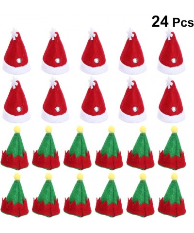 24pcs Christmas Mini Santa Hats Elf Hats Lollipop Candy Cover Cap Candy Packing Party Favors Doll Craft Decor for DIY Craft T...