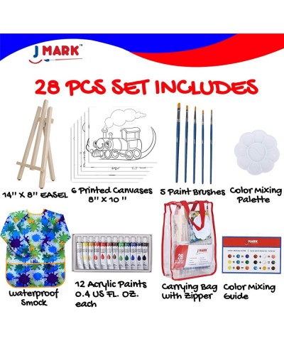 Kids Paint Set – Piece Acrylic Painting Supplies Kit with Storage Bag Washable Paints Scratch Free Paint Easel 6 set Pre-Sten...