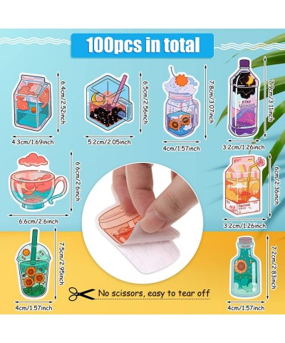 100 Pack Cute Stickers Kawaii Boba Beverage Drink Sticker Bubble Tea Aesthetic Sticker Waterproof Cartoon Water Bottle Sticke...