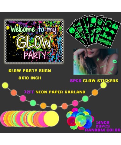 70pcs Glow in the Dark Party Supplies Decorations Neon Party Decorations Glow in The Dark Birthday Party Photography Backdrop...