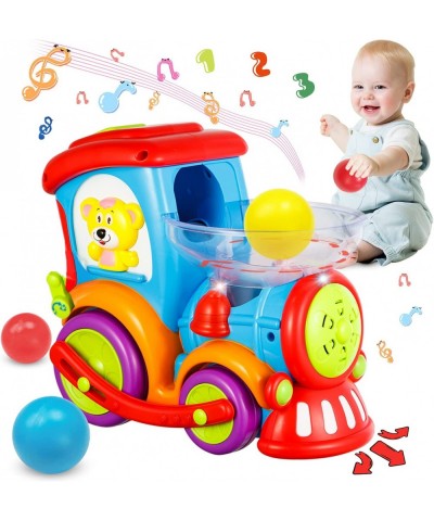 Toddler Train Developmental Toys for 1 2 3 Year Old Boy Girl Gifts Drop and Go Toy Baby Train with 3 Popper Ball Music Light ...