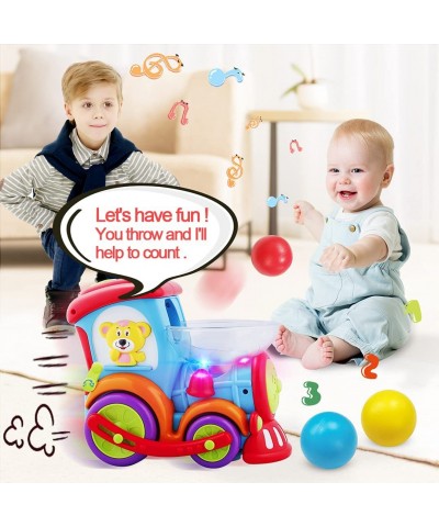 Toddler Train Developmental Toys for 1 2 3 Year Old Boy Girl Gifts Drop and Go Toy Baby Train with 3 Popper Ball Music Light ...