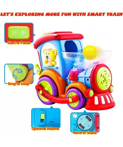 Toddler Train Developmental Toys for 1 2 3 Year Old Boy Girl Gifts Drop and Go Toy Baby Train with 3 Popper Ball Music Light ...