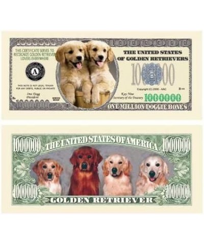 Pack of 5 - Golden Retriever Dog Million Dollar Bills - Best Gift for Golden Retriever Lovers $16.34 Gags & Practical Joke Toys