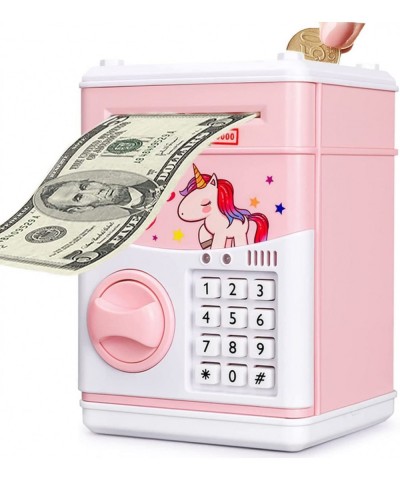 Electronic Unicorn Piggy Bank Toys for Kids Auto Saving Bank for Real Money Cash Coin Safe Box ATM Machine with Personal Pass...