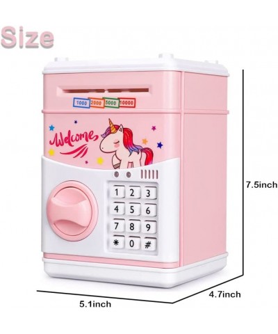 Electronic Unicorn Piggy Bank Toys for Kids Auto Saving Bank for Real Money Cash Coin Safe Box ATM Machine with Personal Pass...