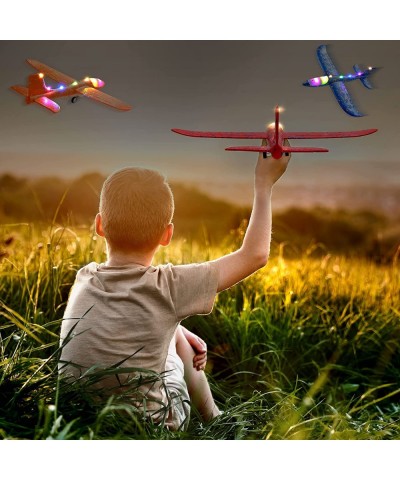 3 Pack Airplane Launcher Toy Foam Glider LED Catapult Plane 2 Flight Modes Boy Toys Outdoor Sport Flying Toys for Kids Birthd...