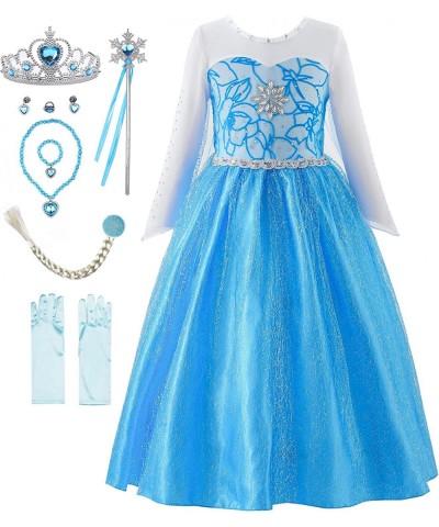 Costume for Girls Queen Dress Up Princess Party Dress with Accessories Blue $35.22 Kids' Costumes