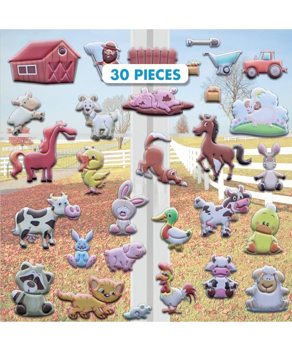 Funny Farm Animals Window Clings for Kids & Toddlers (by USA - Reusable Window Stickers Gels & Decals) Puffy Sticker Activite...