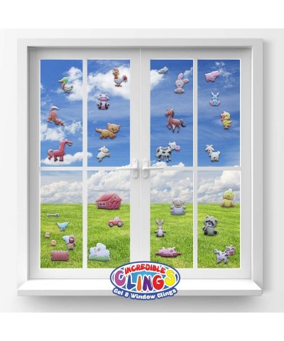 Funny Farm Animals Window Clings for Kids & Toddlers (by USA - Reusable Window Stickers Gels & Decals) Puffy Sticker Activite...