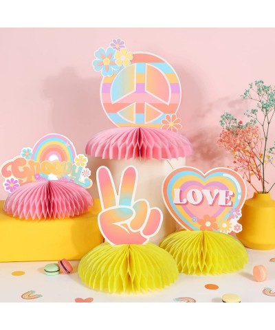 8 Pieces Groovy Honeycomb Centerpieces Groovy Hippie Party Decorations Groovy Table Toppers for Girls Baby Shower Birthday Pa...