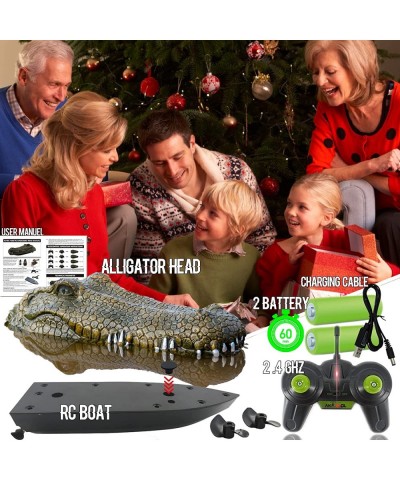 2.4 GHz Remote Control Alligator Head Boat RC Boats for Adults and Kids - Large Decoy and Floating Crocodile Head Toy Recharg...