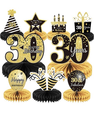 9 Pieces 30th Birthday Decoration 30th Birthday Centerpieces for Tables Decorations Cheers to 30 Years Honeycomb Table Topper...