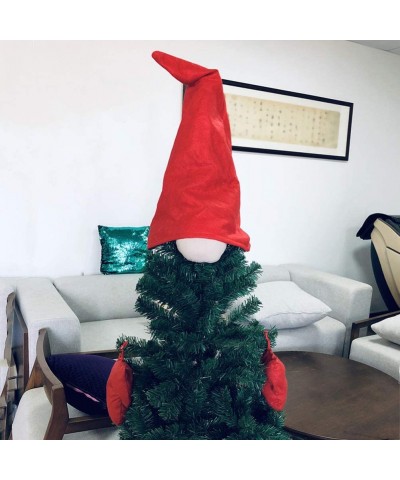 Santa Claus Hat Christmas Tree Topper with Nose Gloves Creative Santa Hat Tree Top Decoration of The Tree Hugger for Christma...