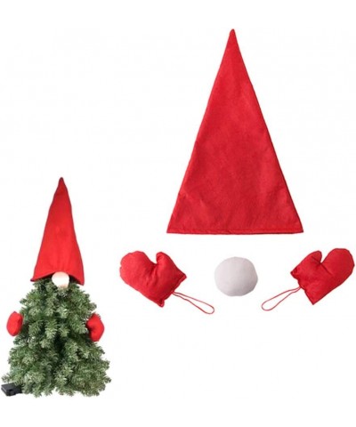 Santa Claus Hat Christmas Tree Topper with Nose Gloves Creative Santa Hat Tree Top Decoration of The Tree Hugger for Christma...